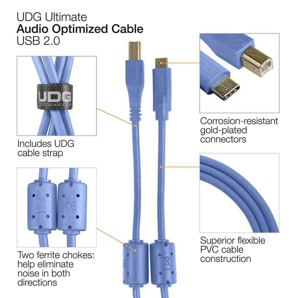 สาย UDG ULTIMATE AUDIO CABLE USB 2.0 (USB C TO USB B) ความยาว 1.5 เมตร สีฟ้าอ่อน_3